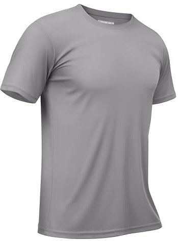 TACVASEN Herren UPF 50+ UV Schutz Shirts Laufshirt Schnelltrocknende Sport Tshirts Kurzarm Funktionsshirt, Hellgrau, XXL