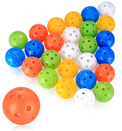 Xiaomoyu 28 Pcs Golf Practice Balls, Air Flow Hollow Practice Golf Balls, 40mm Plastic Golf Exercise Balls for Swing Practice Driving Range Home Outdoor Games Adults