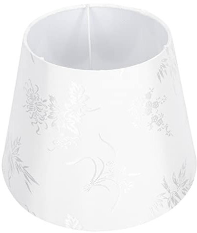 Lurrose Tischlampe Lampenschirm Stoff Ersatzschirm Kronleuchter Stoffschirm Trommel Lampenschirm Stickerei MusterTextilschirm E14 E27 Lampe Schatten für Pendelleuchte Wandlampe Nachtlicht Weiß