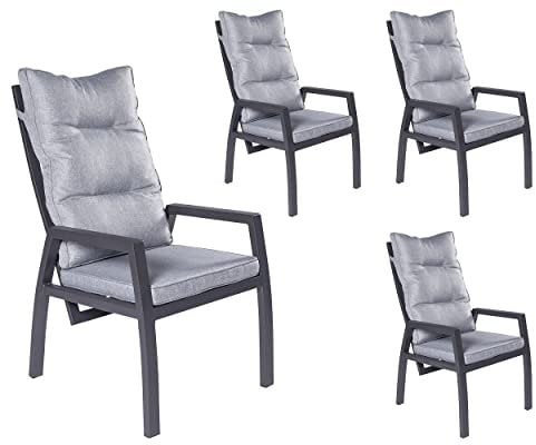 LC Garden »Bondino« Dining 4er Set Positionsstuhl Verstellsessel anthrazit- eckig