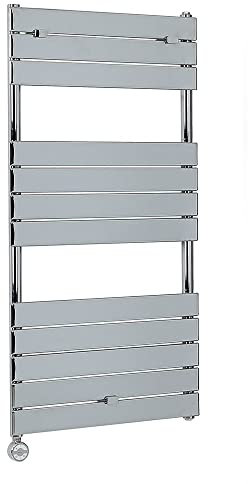 Milano Lustro 600W Chrome Flat Panel Electric Heated Towel Rail Thermostatic - 1213mm x 600mm
