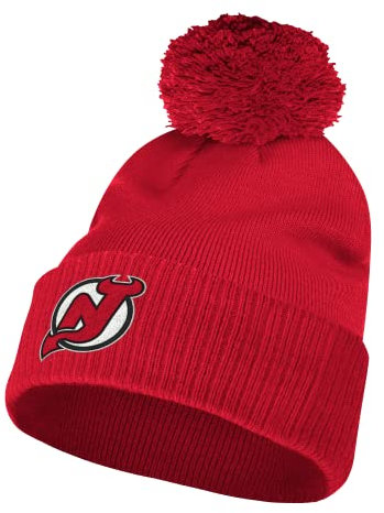adidas NHL-Bommelmütze mit Bündchen, NHL Teams (New Jersey Devils, rot)