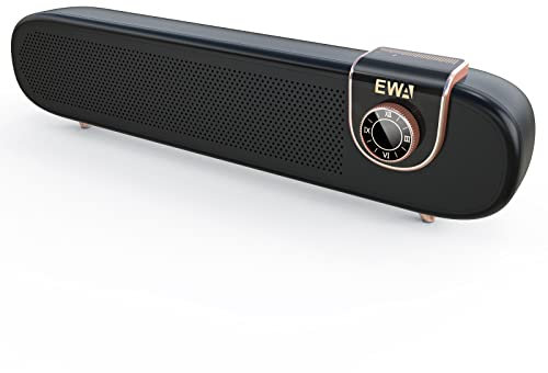 Ewa L102 Retro Bluetooth Speaker with Loud and Balanced Deep Sound, Portable Wireless Speaker Soundbar, 12H Playtime, Bluetooth 5.0, Support Aux-in, for Office, Home or Outdoor Party, BBQ (Black)