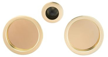 AZERODESIGN- Kit Puerta Corredera- Tirador Puerta Corredera-Tirador Uñero para Puerta Correderas-Rosetas Redondas y Dedal Central-Medidas 56mm y dedal 26mm(LATONADO)