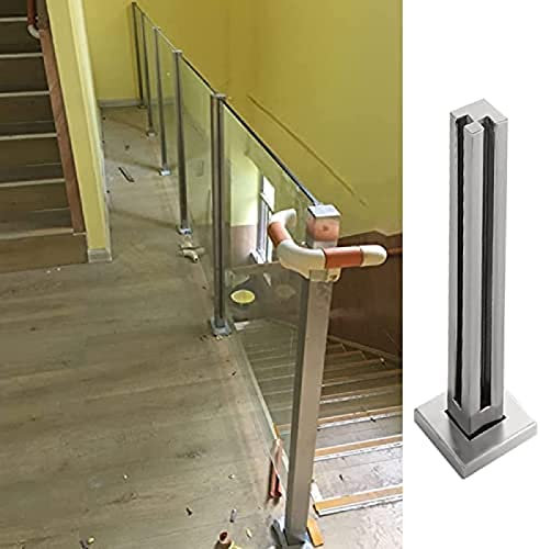 Pealihuy Geländerpfosten Silber Glas Geländerpfosten Edelstahl – Geländer Zaunstange Handlauf Für Flur Balkon Deck,Farbe Grau,Höhe: 120 cm