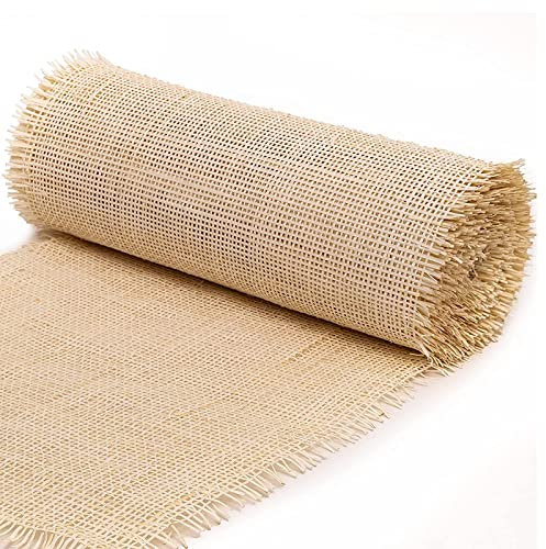 Correa de Ratán Natural Rollo de Hoja Malla,Tela de Ratán Rollo Mimbre de Pretejida de Caña Bambu, Caña de Malla Abierta Tejida para Proyectos de Confección,Muebles, Sillas, Armarios, Techos ( Size :