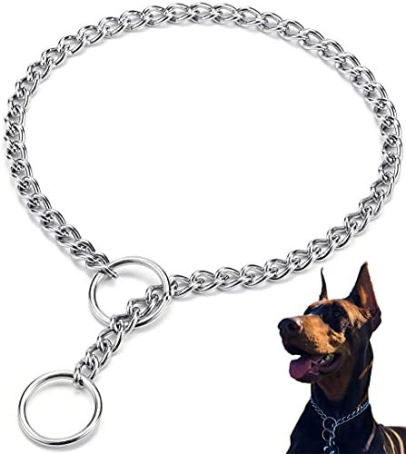 LOS ANDES Dog Chain Collar, Stainless Steel, Slip-on, Silver, Large, Medium & Large Dogs, Choke Chain Design, Adjustable Length, Customer Service Guarantee