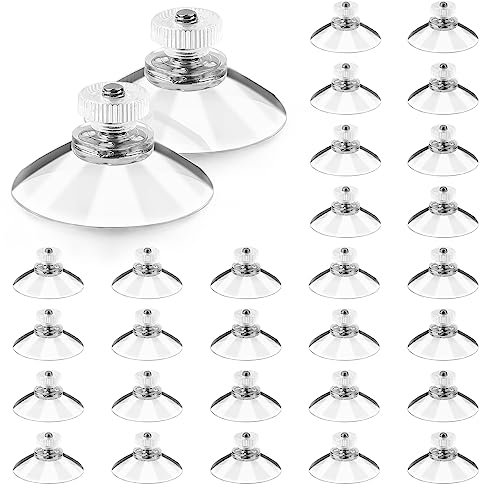 EFUTURETIME 30 X Saugnäpfe mit Gewinde Ø 40mm, Saugnapf Haken Transparente M5, Saugknöpfe mit Rändelmutter, Saugnäpfe ohne Bohren für Fenster, Auto, Dekoration, Aufhängung