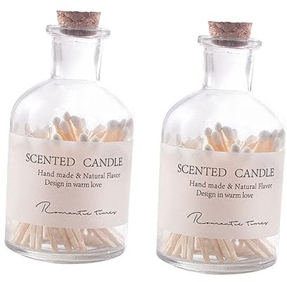 DOITOOL Aroma Candle Match 2pcs 1 bottled matches White Accent Decor Decorative Matches In Glass Jar vintage glass bottles vintage decor wedding decor Matches Container bell shaped