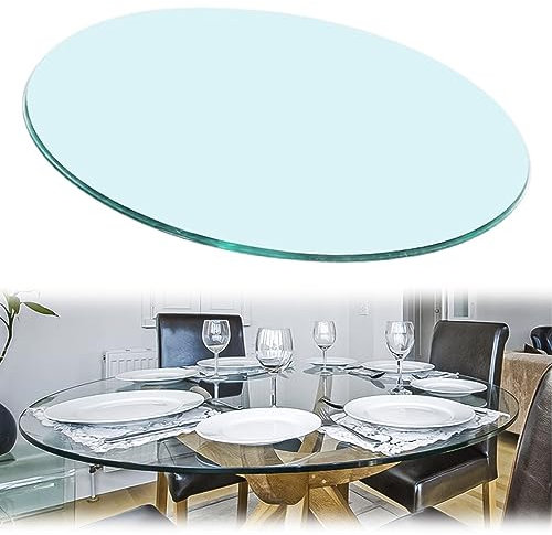 SAGIDAR Dessus De Table en Verre Plateau Table Basse en Verre Trempé, Plateau De Table Meuble Verre Transparent Plateau Bois Rond Rond en Verre, 750MM 780MM 800MM Table De Jardin