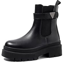 QUEEN HELENA Chelsea Stiefeletten Damen niedrige Stiefel X29-67, Schwarz , 38 EU