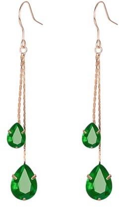 Vissen Lange Ohrringe Hängend Damen Zirkonia Kette Vergoldet Rose Gold Lang Tropfen Ohrringe Schmuck