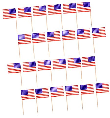 BESTonZON 200stücke Amerikanische Flagge Cupcake Topper Usa Flagge Kuchen Obst Topfpflanze Dekorationen Für Unabhängigkeitstagsfeiern Geburtstagsfeiern