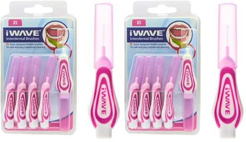 iWave Interdental Brushes Fine Size 0.4mm Pink Pack of 10 – Interdental Cleaning Brushes for Total Teeth Cleaning Plaque Removal Tool