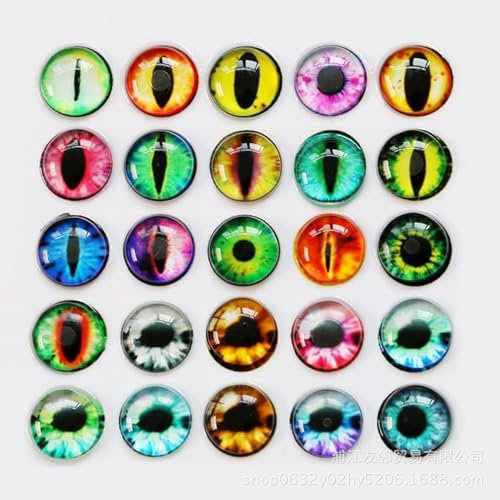 MAXQUU Lot de 40 grands yeux artificiels en verre, cache-yeux colorés pour Halloween, yeux artificiels en poupée d'argile, cache-yeux en pierre précieuse pour bricolage, yeux artificiels pour la