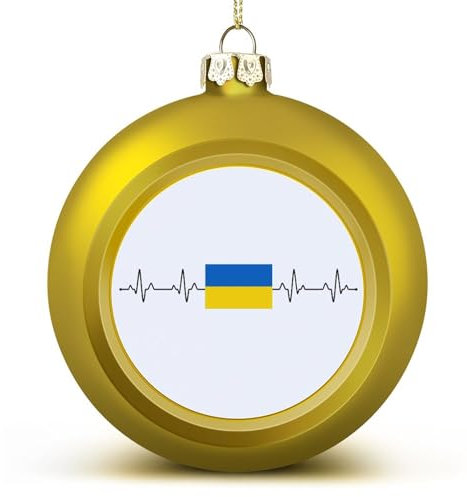 Goldene Ukraine Weihnachtskugel, Ukraine Flagge Ball Ornament, Nationalflagge Xmas Ornamente für Weihnachtsbaum Neujahr saisonale Feiertagsdekoration Weihnachtsgeschenke für Freunde