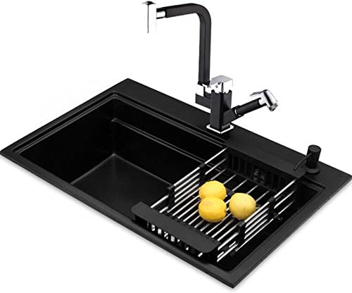 Fregadero de Cocina de un Solo Seno, Fregadero de Cocina, Fregadero del baño, Juego de Fregadero Individual, Lavavajillas, Fregadero de Barra (Color: B, Tamaño: 70 cm * 48 cm)