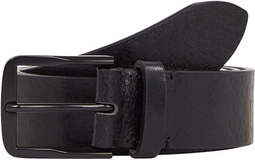 Calvin Klein Herren Gürtel Classic Flat Belt aus Leder, Schwarz (Black/Allover Print), 95 cm