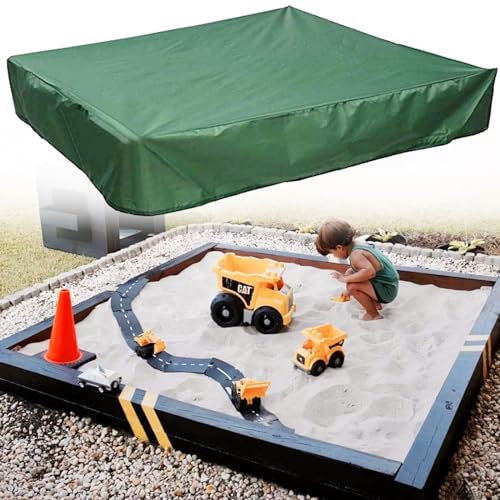 YOUYIKE Housse de Bac à Sable, 150 cm * 150 cm Vert Bâche bac à Sable, Square Couverture de Bac à Sable, Tissu Oxford 210D Imperméable, avec Cordon de Serrage, pour bac à Sable, Piscine, Jardin
