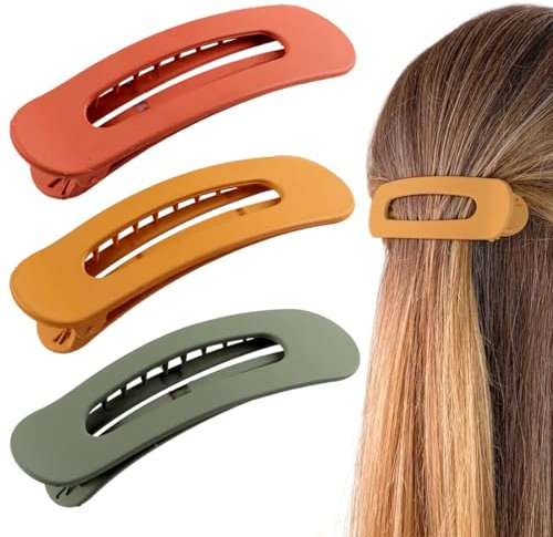 3 Pièces à cheveux pour femmes,Grande Epais Grosse Barrette Cheveux Femme Fille, Antidérapante Hair Clip,à glissière latérale ovale plate en plastique, Accessoire de beauté pour filles et dames