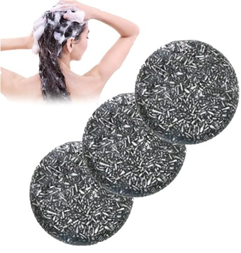 Soap Solid Shampoo,Anti White Hair Solid Shampoo Soap,Charcoal Shampoo Bar,Natural Hair Darkening Shampoo Bar,Gray Hair Reverse Bar,Natürliche Haarseife Für Graues Haar,Festes Shampoo-Stück (3PC)
