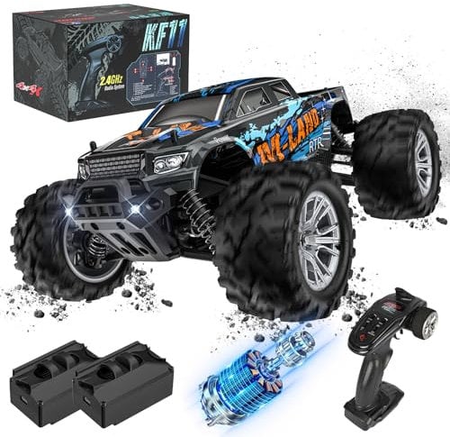 EVARY RC Auto Ferngesteuertes,1:16 großer Monstertruck,4WD 40+ km/h Hobby Offroad Monster RC Truck,2.4GHz All Terrain RC Crawler mit 2 Akku(50 Minuten),Spielzeugauto für Kinder Erwachsene