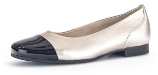 Gabor Damen Klassische Ballerinas, Frauen Flats,Ballerina-Schuhe,Ballett-Schuhe,Ballet-Flats,Ausgehschuhe,Puder/schwarz,39 EU / 6 UK