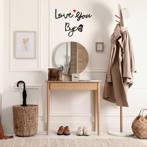 JUEFANG Love You Bye Wood Sign Home Decor Boho Wall Decor Convey Love and Warmth to Family and Lovers Wall Art Gift Suitable for Hallway Entryway Door Good for Valentine's Decoration at Home (C)
