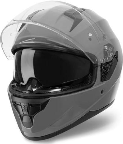 VINZ Kennet Integralhelm mit Sonnenblende | Motorrad Helm Vollvisierhelm Mopedhelm ECE 22.06 | Motorradhelm Full-Face Helme | für Damen & Herren | In Gr. XS-XXL - Nardo Grey