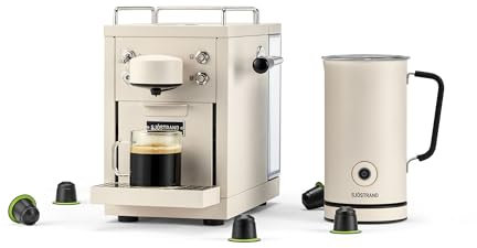 Sjöstrand - Máquina de café espresso y espumador de leche compatible con Nespresso, carcasa de acero inoxidable, diseño escandinavo, beige mate