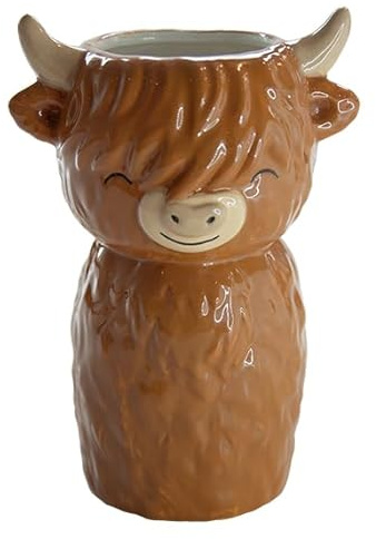 Sass & Belle Highland Cow Shaped Vase - Cute Animal Flower Vase for Home Decor, Small Vases for Table Decoration, Floral Vases for Flowers, Gift Idea from Sass and Belle