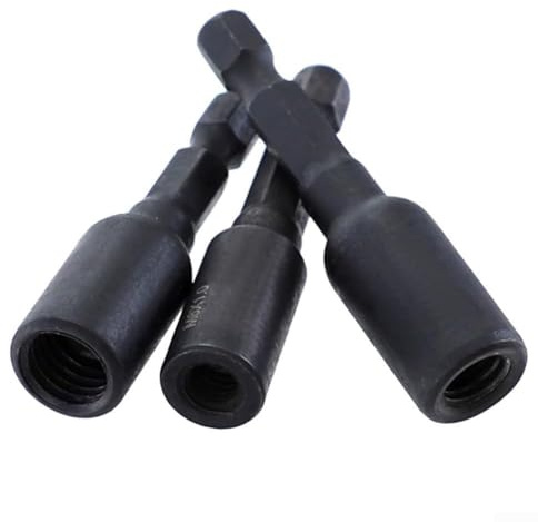 M6/M8/M10 CrMo Steckschlüssel-Adapter-Set für Einsatzmuttern und Stockschrauben mit einer 1/4 Zoll Sechskantschaft Ausführung (B)