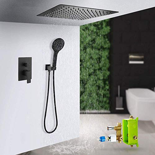 OJKJGY Schwarze Säulendusche ohne Wasserhahn, moderner Einbau-Duschhahn mit Duschkopf, Duschset und Handbrause