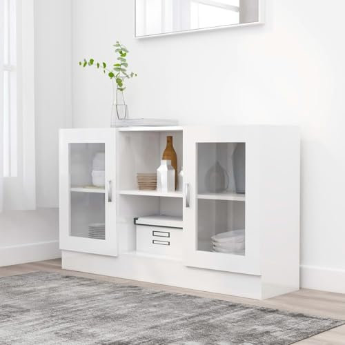 ShGaxin Vitrinenschrank, Vitrine, Wandschrank, Schrank Regal, Glasregal, Glasvitrine Stehend, Eckvitrine, Manga Regal, Hochglanz-Weiß 120x30,5x70 cm Spanplatte