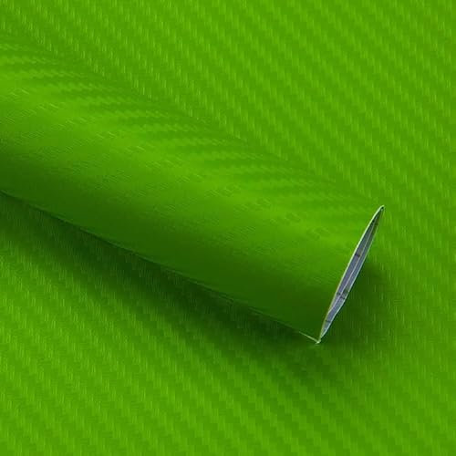 Pellicola adesiva per auto, in vinile in fibra di carbonio, grafica 3D a contrasto, trattamento goffrato ad alta sensibilità (verde)