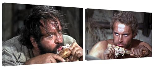 Bud Spencer - Halleluja Dinner/Vier Fäuste für ein Halleluja - Leinwand (2 Leinwände je à 75x50cm) (75 x 50 cm)