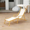 GIANTEX Tumbona de Exterior con Parasol, Marco de Madera de Abedul, Tumbona Plegable con Respaldo Ajustable, Reposapiés, Tejidos de Recambio, Sillón para Playa, Terraza, Jardín
