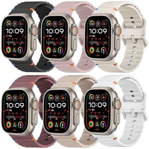 Sports Straps for Apple Watch Ultra/3/2 Strap 49mm 46mm 45mm 44mm 42mm 41mm 40mm 38mm iWatch Straps for Men Women,Waterproof Soft Silicone Band for Apple Watch Series 11 10 9 8 7 6 5 4 3 SE 3/2nd