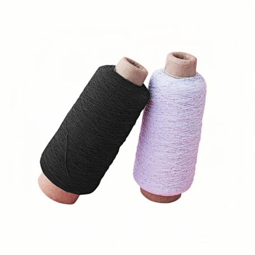 Elastisches Nähgarn, je 30 m, strapazierfähiges, dehnbares Garn zum Nähen, Nähmaschinen, Stricken, Kleidung, Schmuckherstellung (schwarz + weiß)