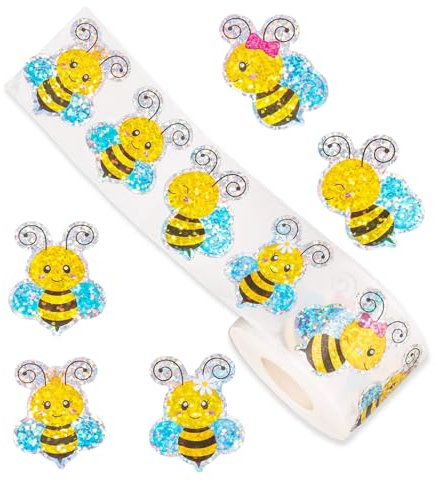 Bienen Sticker 3D 500 Stück Bienenaufkleber Klein, Scrapbook Travel Sticker Set, Bunte Aufkleber Kinder Sommer, Geschenkaufkleber Geburtstag für Scrapbooking, Umschläge, Geschenke (B)