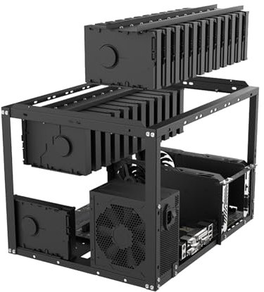 Mining Rig Frame, PC Computer Case, Open Air Testbench Chassis, Stackable Rack Stand, Hardware Mount, for Desktop Setup, Crypto Coin Currency Equipment Use, (Black)
