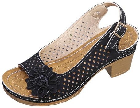 Luadnysin Sandales Femme Talon Sandale Orthopedique Chaussure Confort Confortable Nu Pieds Été Chaussures Mariage Blanche Blanches Escarpins Compensés Compensé Cuir Pied Large #