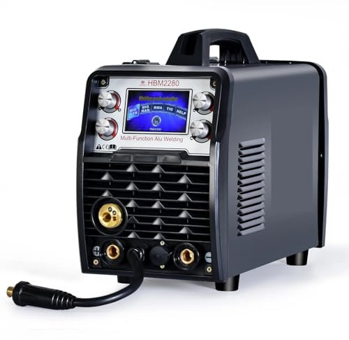 Plasma Cutter, 4 in 1 HBM2280 200A Semi-Automatic Welding Machine Inverter Welder Gasless Gas MIG Aluminum ARC MMA Tig Tools,Widely Used in Work(with Tig Torch Glove)