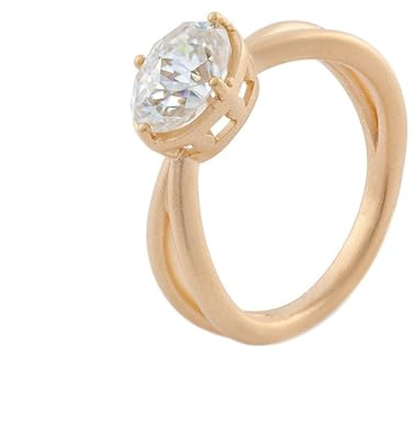 Verlobungsring Damen Dünn, Ring Schmuck Solitär mit 3Ct Ovalschliff Moissanit 18K Gold Größe 54 (17.2)