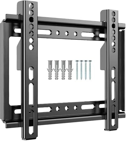 Fixed TV Wall Bracket for 17-32 Inch, Fixed Flat Wall Mount, Low Profile Wall Mount with Spirit Level for TVs and Monitors, 25kg Capacity