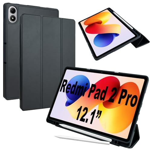 Lemxiee Funda para Xiaomi Redmi Pad 2 Pro & Poco Pad M1 12.1 Case con Soporte & Ranura para Stylus