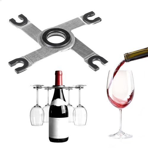 Porta Bicchieri, Porta Bicchieri Sospesi Porta Calici Sottopensile Angolo Bar per Casa, Portabicchieri Sospeso Pieghevole in Metallo per 4 Bicchieri Vino Cucina Campeggio