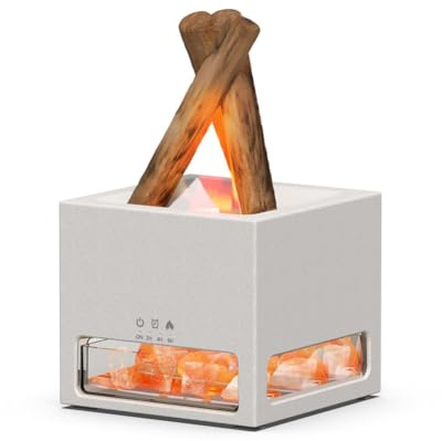 Fegtrtyoa Lampe de Sel de L'Himalaya 2 en 1 et Diffuseur D'Huiles Essentielles, Humidificateur à Brume Fraîche, Humidificateur à Flamme Parfumée Automatique A
