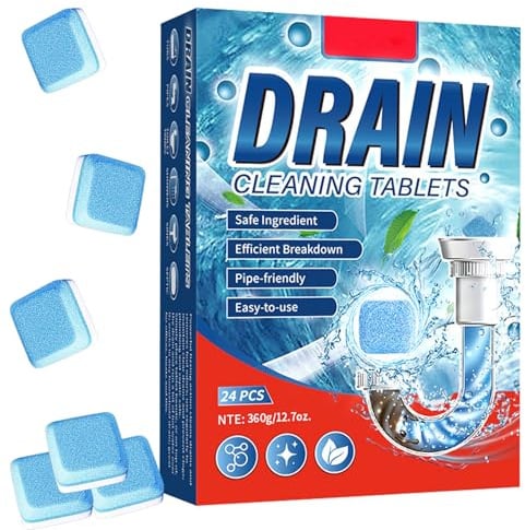 Toivize Tabletas Desatascadoras, Limpiador WC y Tuberías Espumante FizzClean, Potente Contra Depósitos, Para WC, Lavabo y Desagües, Respetuoso con los Materiales, 1 Caja de 24 Tabletas
