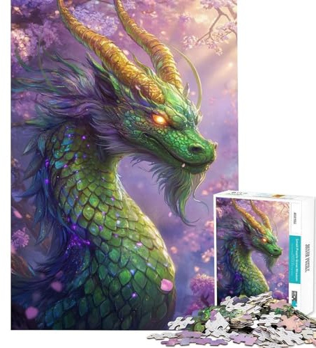 1000-teiliges Puzzle für Erwachsene Mystic Dragon Bloom Puzzle für Erwachsene Familienspaß pädagogische Herausforderung intellektuelles Spiel (Größe 38x26cm)